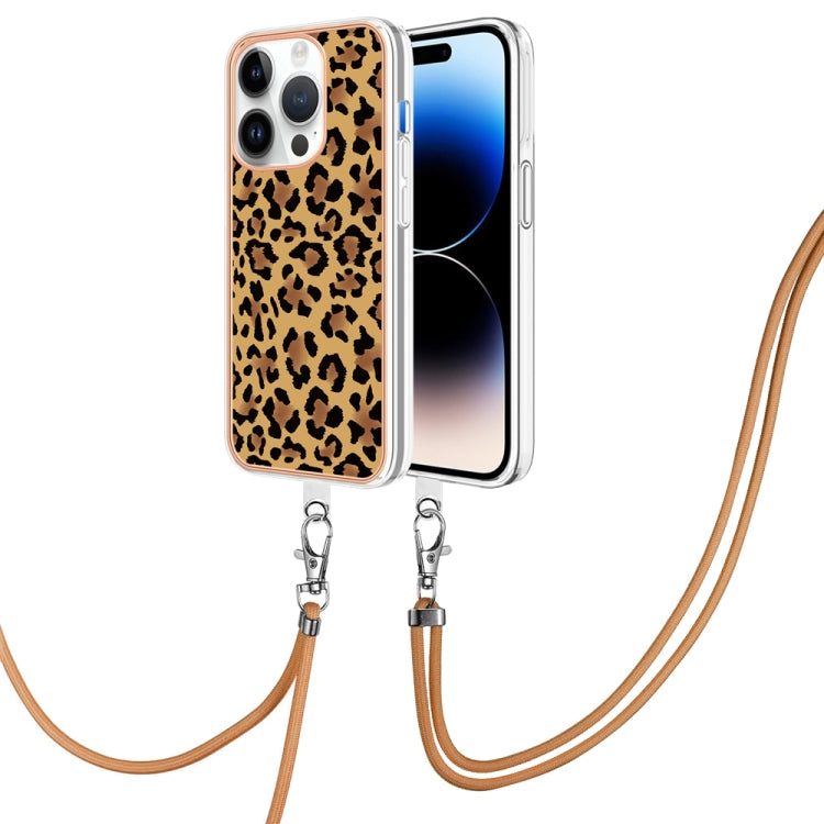 Electroplating Dual-side IMD Phone Case with Lanyard, For iPhone 14 Plus, For iPhone 14, For iPhone 14 Pro, For iPhone 14 Pro Max