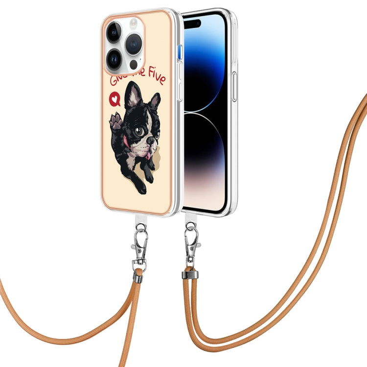 Electroplating Dual-side IMD Phone Case with Lanyard, For iPhone 14 Plus, For iPhone 14, For iPhone 14 Pro, For iPhone 14 Pro Max