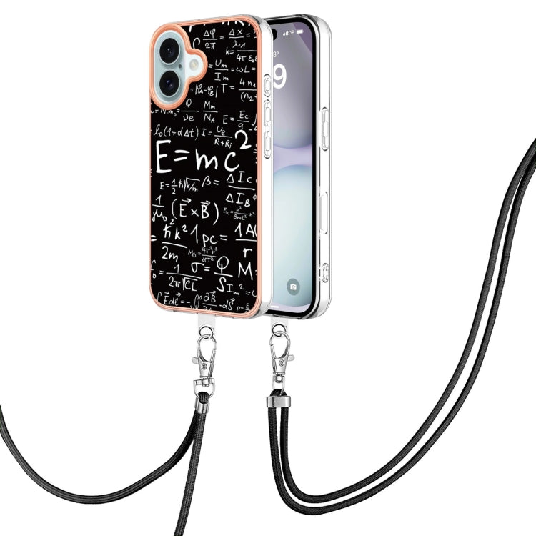 Electroplating Dual-side IMD Phone Case with Lanyard, For iPhone 16 Pro Max, For iPhone 16 Pro, For iPhone 16 Plus, For iPhone 16