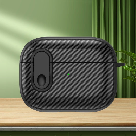 Carbon Fiber Texture Wireless Earphones Case with Security Lock, For AirPods Pro 2, For AirPods 3, For AirPods Pro