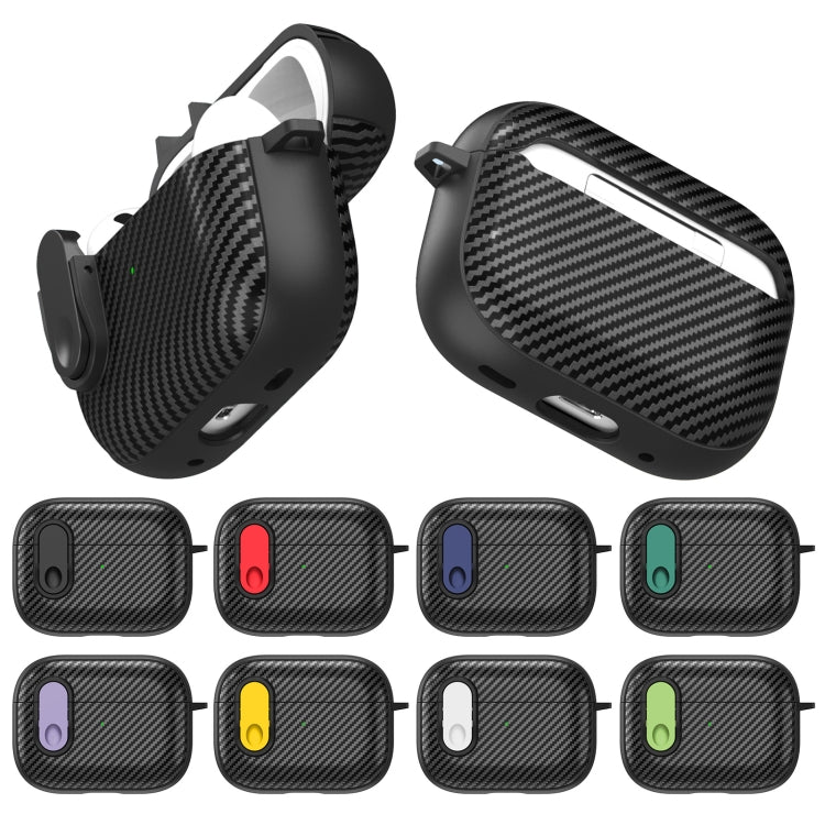 Carbon Fiber Texture Wireless Earphones Case with Security Lock, For AirPods Pro 2, For AirPods 3, For AirPods Pro, For AirPods 2 / 1