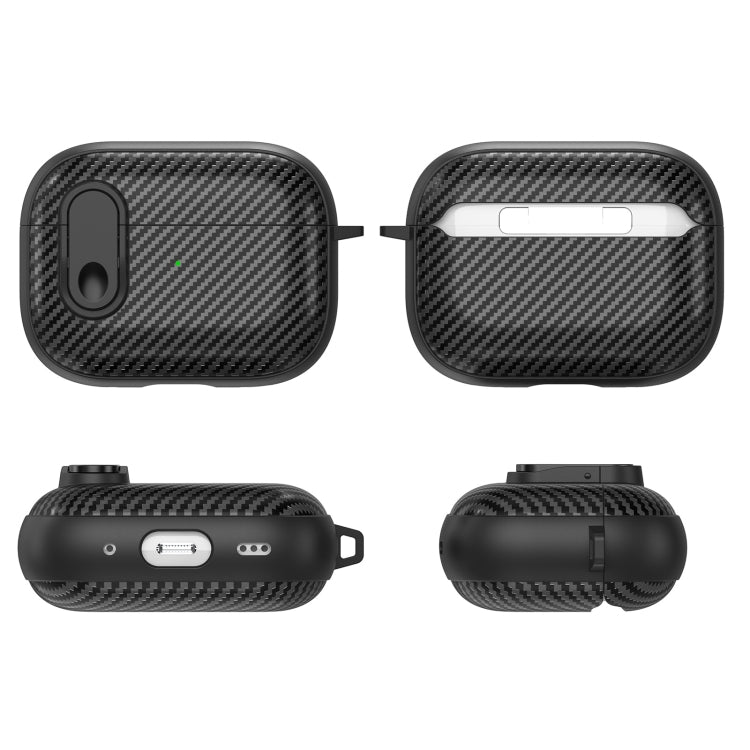 Carbon Fiber Texture Wireless Earphones Case with Security Lock, For AirPods Pro 2, For AirPods 3, For AirPods Pro, For AirPods 2 / 1