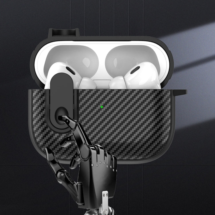 Carbon Fiber Texture Wireless Earphones Case with Security Lock, For AirPods Pro 2, For AirPods 3, For AirPods Pro, For AirPods 2 / 1