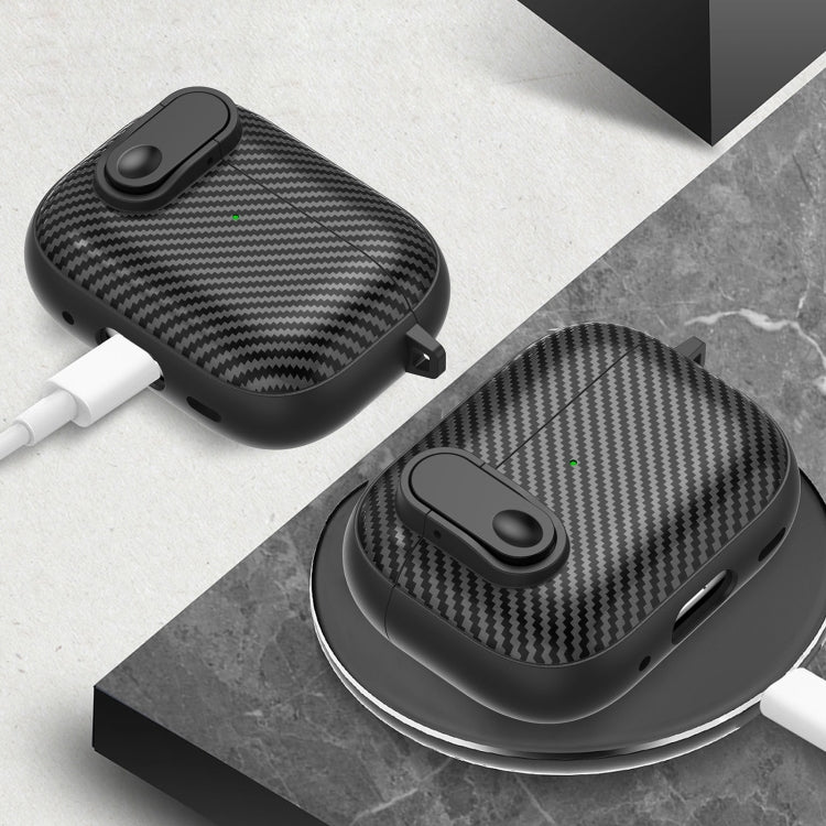 Carbon Fiber Texture Wireless Earphones Case with Security Lock, For AirPods Pro 2, For AirPods 3, For AirPods Pro, For AirPods 2 / 1