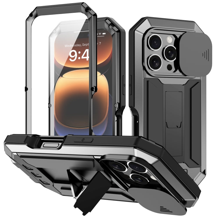 R-JUST Sliding Camera IP54 Life Waterproof Holder Phone Case, For iPhone 16 Pro Max, For iPhone 16 Pro, For iPhone 16 Plus, For iPhone 16, For iPhone 15 Pro Max, For iPhone 15 Pro, For iPhone 15 Plus, For iPhone 15