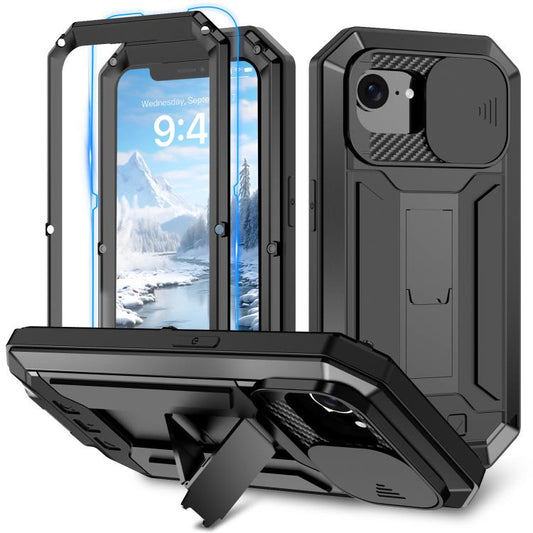 R-JUST Sliding Camera IP54 Life Waterproof Holder Phone Case, For iPhone 16e, For iPhone 16 Pro Max, For iPhone 16 Pro, For iPhone 16 Plus, For iPhone 16, For iPhone 15 Pro Max, For iPhone 15 Pro, For iPhone 15 Plus