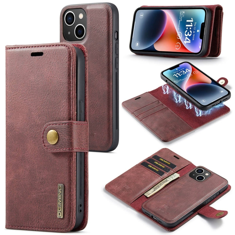 DG.MING Crazy Horse Texture Detachable Magnetic Leather Phone Case, For iPhone 15 Plus, For iPhone 15