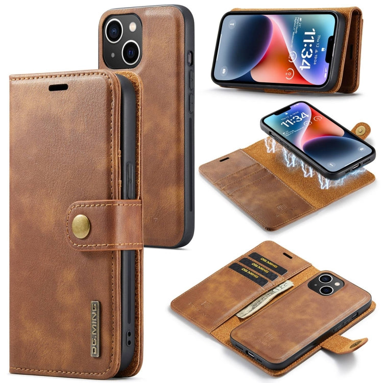 DG.MING Crazy Horse Texture Detachable Magnetic Leather Phone Case, For iPhone 15 Plus, For iPhone 15