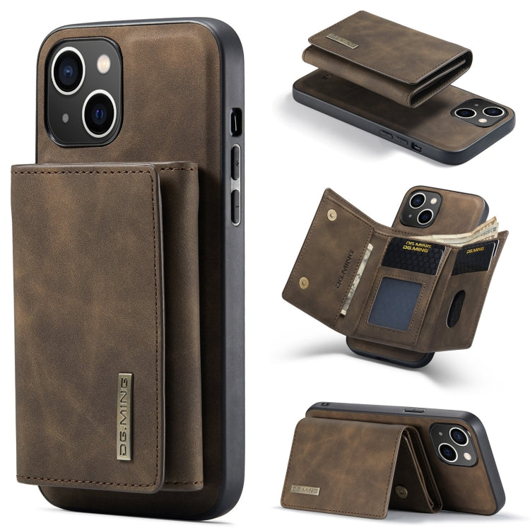 DG.MING M1 Series 3-Fold Multi Card Wallet Leather Phone Case, For iPhone 15 Plus, For iPhone 15