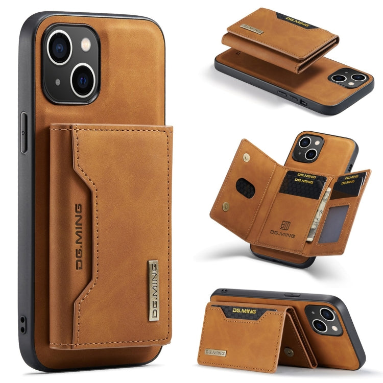 DG.MING M2 Series 3-Fold Card Bag Wallet Leather Phone Case, For iPhone 15 Plus, For iPhone 15