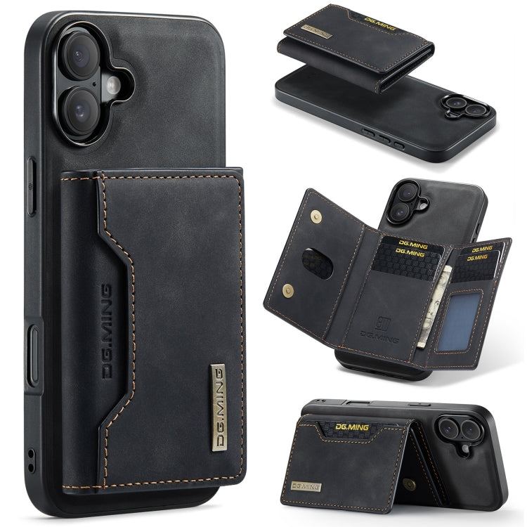 DG.MING M2 Series 3-Fold Card Bag Wallet Leather Phone Case, For iPhone 16 Pro Max, For iPhone 16 Pro, For iPhone 16 Plus, For iPhone 16, For iPhone 15 Pro Max, For iPhone 15 Pro