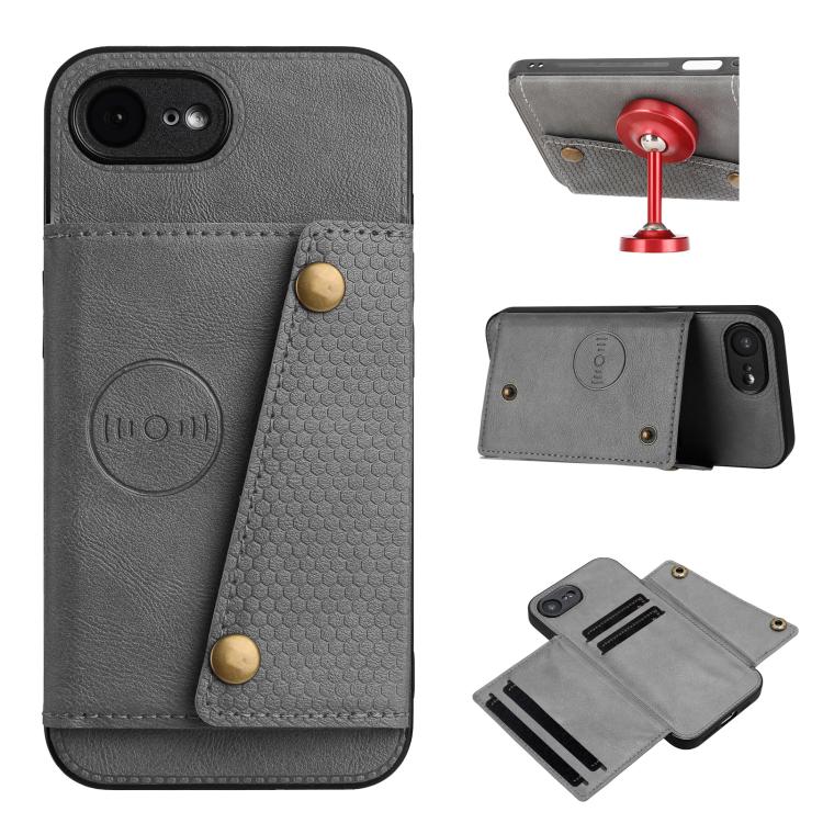 Double Buckle Card Slots PU + TPU Phone Case, For iPhone 16e, For iPhone 16 Pro Max, For iPhone 16 Pro, For iPhone 16