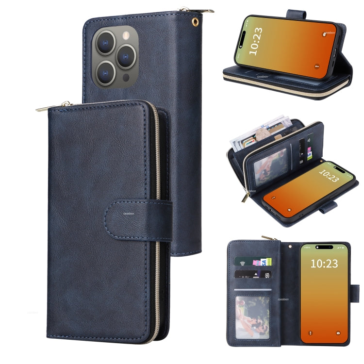 9 Card Slots Zipper Wallet Bag Leather Phone Case, For iPhone 16 Pro Max, For iPhone 16 Pro, For iPhone 16 Plus, For iPhone 16, For iPhone 15 Pro Max, For iPhone 15 Pro