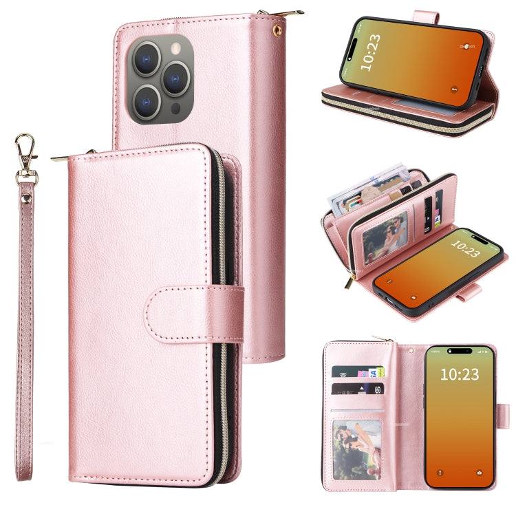 9 Card Slots Zipper Wallet Bag Leather Phone Case, For iPhone 16 Pro Max, For iPhone 16 Pro, For iPhone 16 Plus, For iPhone 16, For iPhone 15 Pro Max, For iPhone 15 Pro