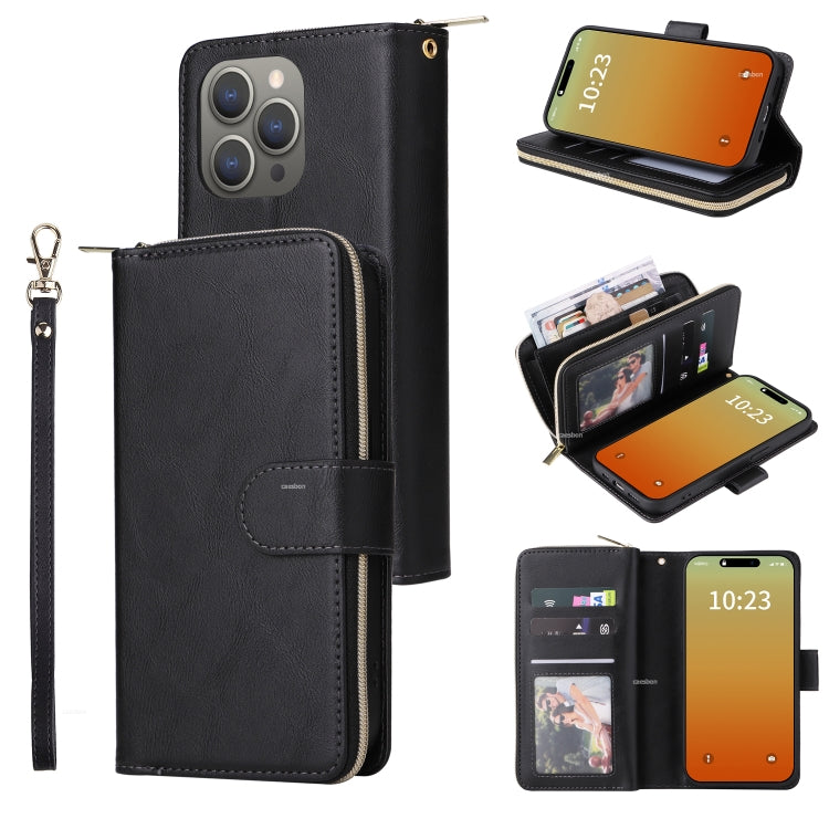 9 Card Slots Zipper Wallet Bag Leather Phone Case, For iPhone 16 Pro Max, For iPhone 16 Pro, For iPhone 16 Plus, For iPhone 16, For iPhone 15 Pro Max, For iPhone 15 Pro