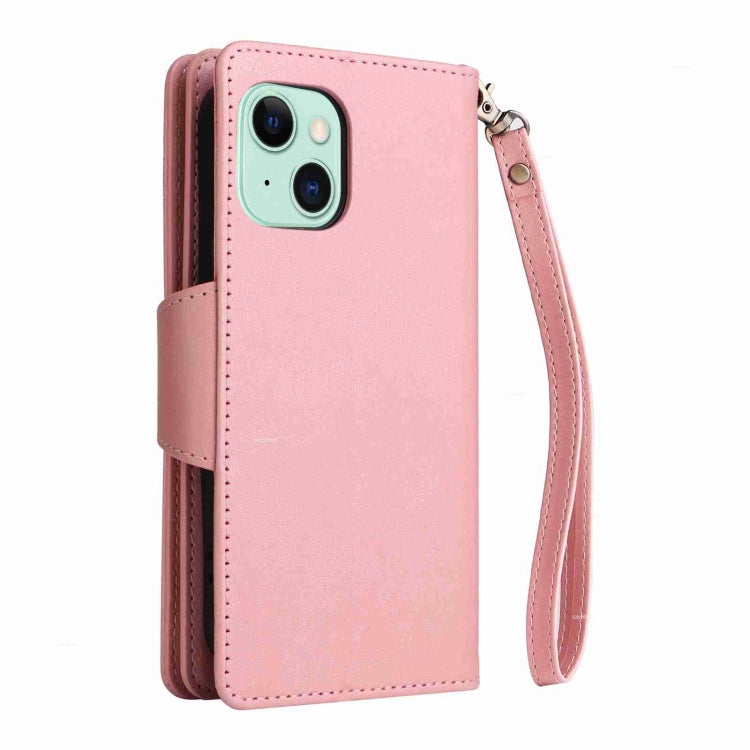 Rivet Buckle 9 Cards Three Fold Leather Phone Case