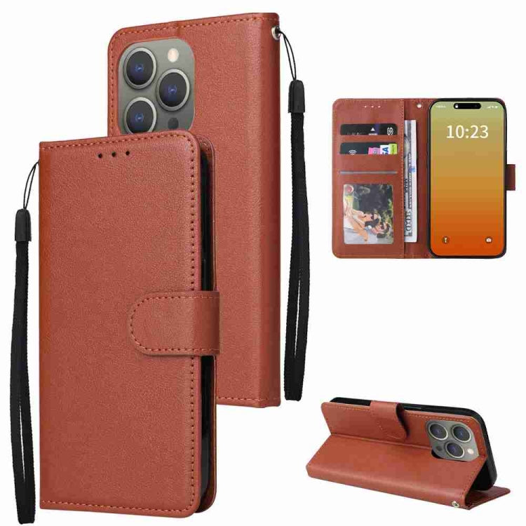 Multifunctional Horizontal Flip Leather Phone Case with Three Card Slots, For iPhone 16 Pro Max, For iPhone 16 Pro, For iPhone 16 Plus, For iPhone 16, For iPhone 15 Pro Max, For iPhone 15 Pro