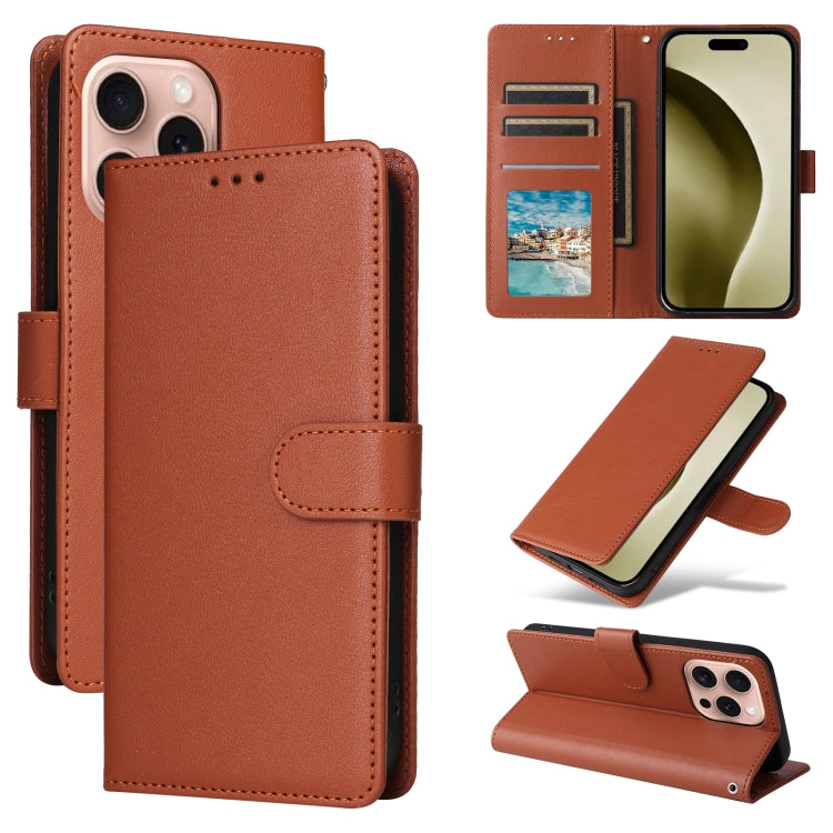 Multifunctional Horizontal Flip Leather Phone Case with Three Card Slots, For iPhone 16 Pro Max, For iPhone 16 Pro, For iPhone 16 Plus, For iPhone 16, For iPhone 15 Pro Max, For iPhone 15 Pro