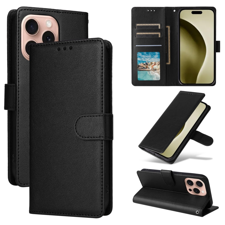 Multifunctional Horizontal Flip Leather Phone Case with Three Card Slots, For iPhone 16 Pro Max, For iPhone 16 Pro, For iPhone 16 Plus, For iPhone 16, For iPhone 15 Pro Max, For iPhone 15 Pro