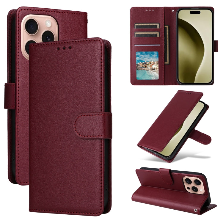 Multifunctional Horizontal Flip Leather Phone Case with Three Card Slots, For iPhone 16 Pro Max, For iPhone 16 Pro, For iPhone 16 Plus, For iPhone 16, For iPhone 15 Pro Max, For iPhone 15 Pro