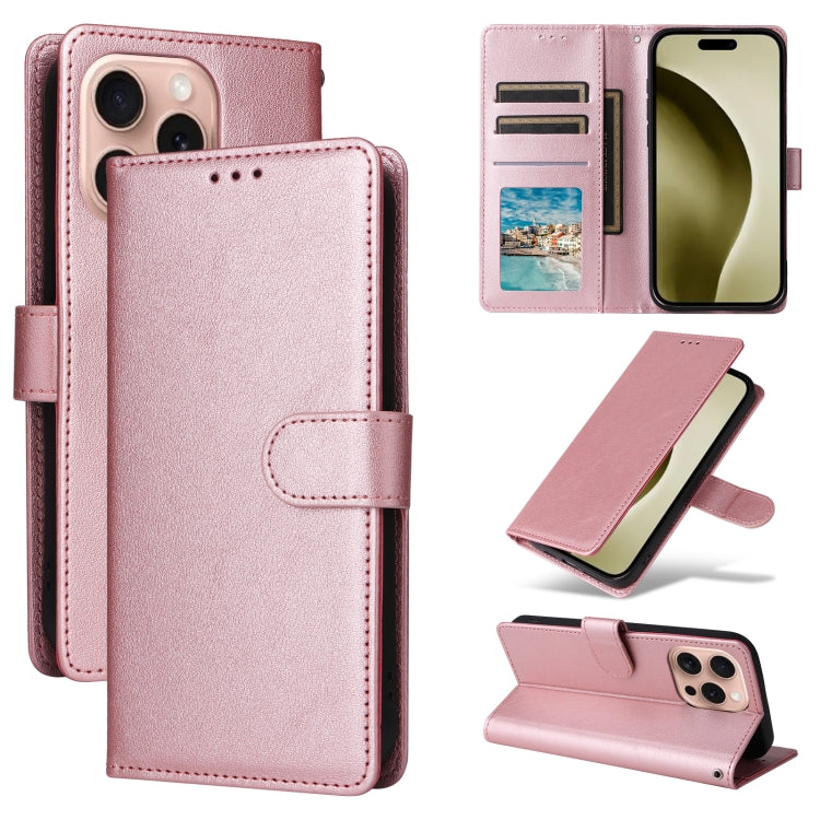 Multifunctional Horizontal Flip Leather Phone Case with Three Card Slots, For iPhone 16 Pro Max, For iPhone 16 Pro, For iPhone 16 Plus, For iPhone 16, For iPhone 15 Pro Max, For iPhone 15 Pro