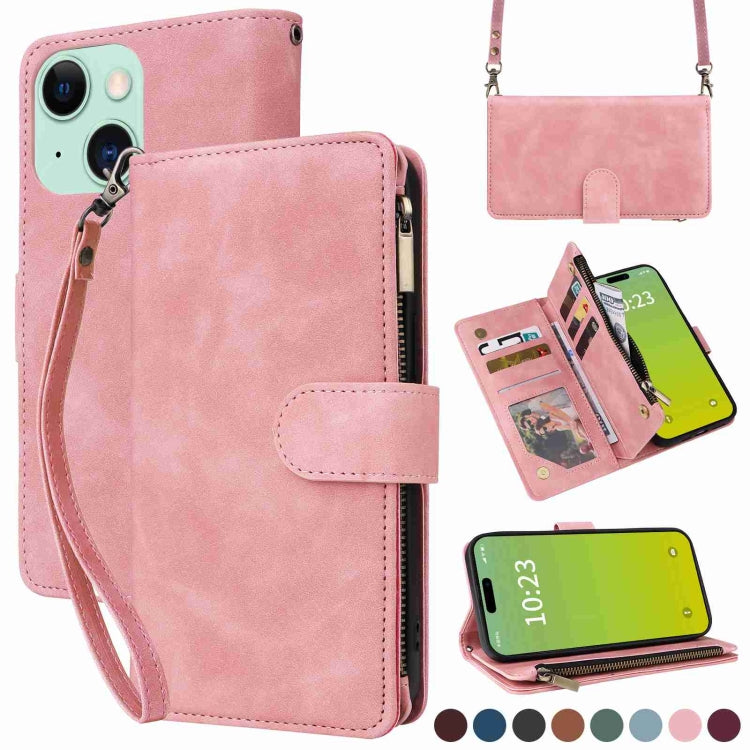 Crossbody Multi-card Slot Wallet Zipper Leather Phone Case, For iPhone 15 Pro Max, For iPhone 15 Pro, For iPhone 15 Plus, For iPhone 15