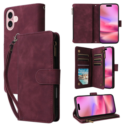 Crossbody Multi-card Slot Wallet Zipper Leather Phone Case, For iPhone 16, For iPhone 15 Pro Max, For iPhone 15 Pro