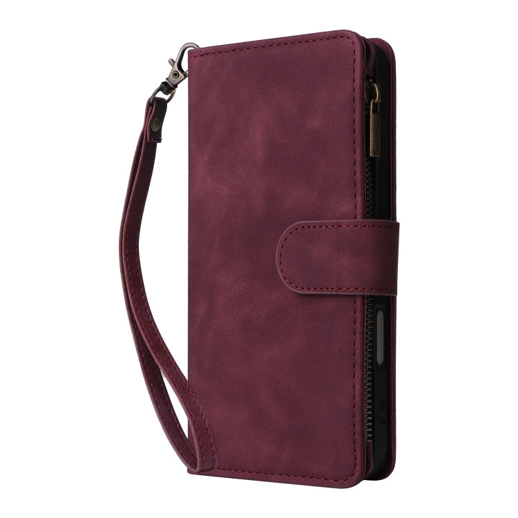 Crossbody Multi-card Slot Wallet Zipper Leather Phone Case, For iPhone 16, For iPhone 15 Pro Max, For iPhone 15 Pro