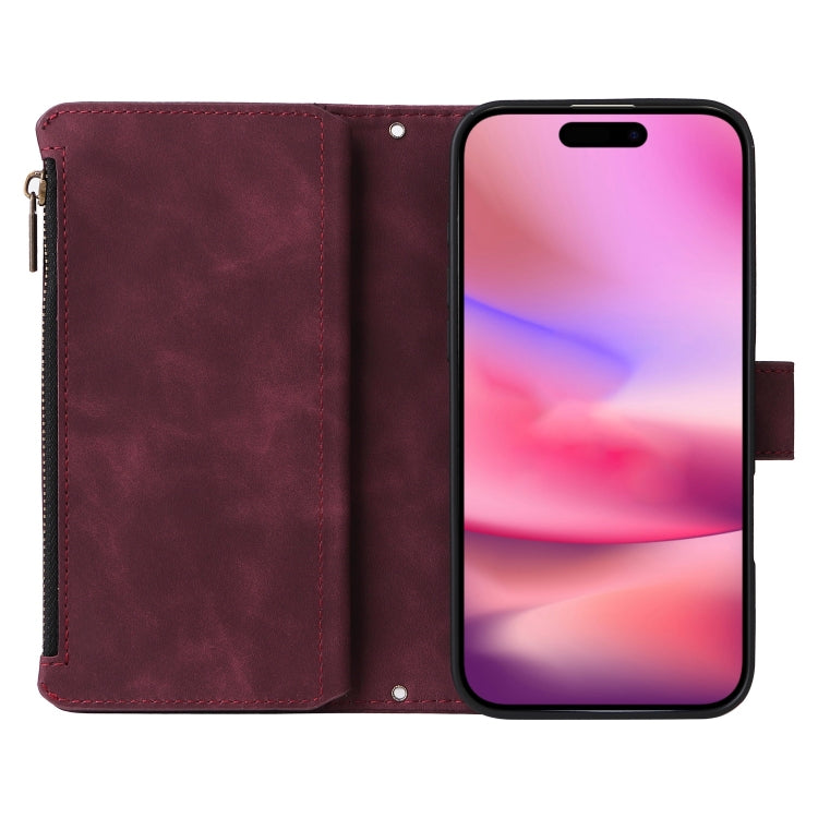 Crossbody Multi-card Slot Wallet Zipper Leather Phone Case, For iPhone 16, For iPhone 15 Pro Max, For iPhone 15 Pro