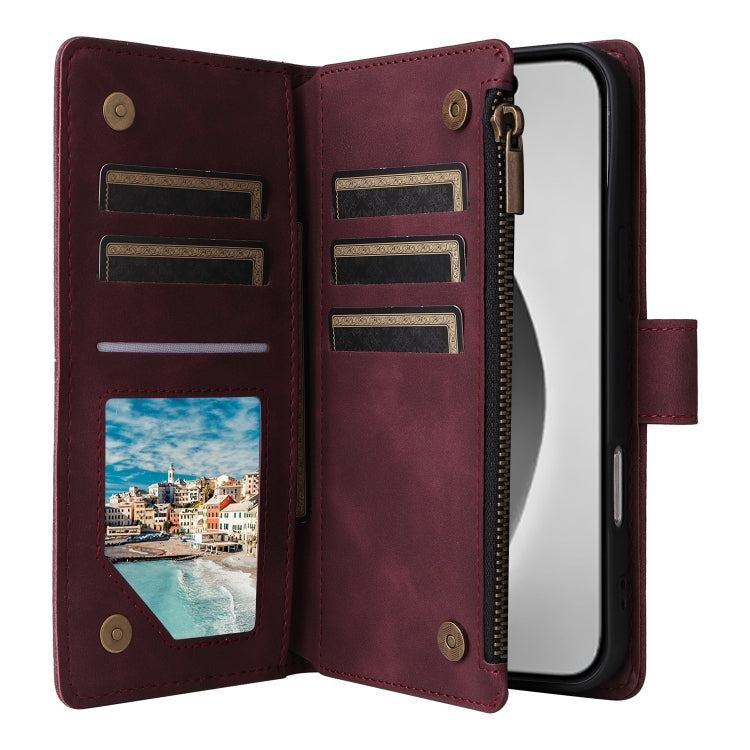 Crossbody Multi-card Slot Wallet Zipper Leather Phone Case, For iPhone 16 Pro Max, For iPhone 16 Pro, For iPhone 16 Plus
