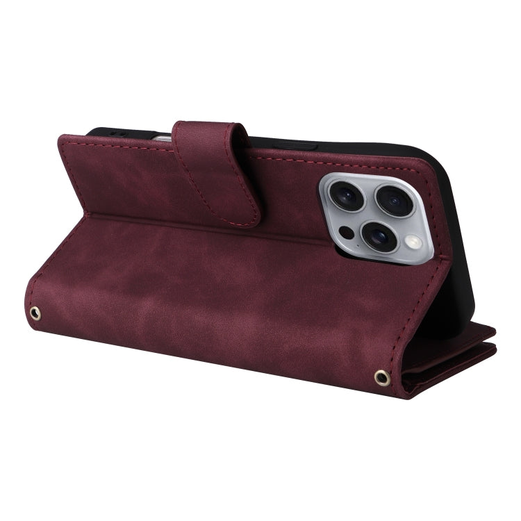 Crossbody Multi-card Slot Wallet Zipper Leather Phone Case, For iPhone 16 Pro Max, For iPhone 16 Pro, For iPhone 16 Plus