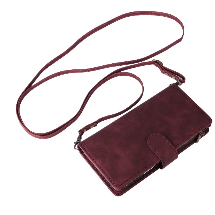 Crossbody Multi-card Slot Wallet Zipper Leather Phone Case, For iPhone 16 Pro Max, For iPhone 16 Pro, For iPhone 16 Plus