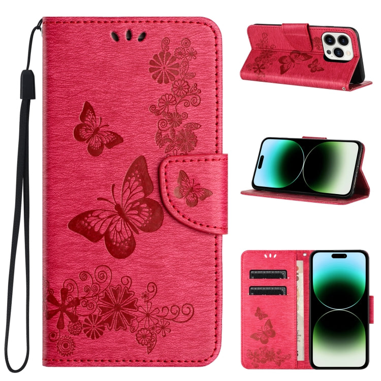 Butterfly Embossed Flip Leather Phone Case, For iPhone 15 Pro Max, For iPhone 15 Pro, For iPhone 15 Plus, For iPhone 15