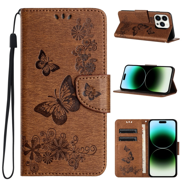 Butterfly Embossed Flip Leather Phone Case, For iPhone 15 Pro Max, For iPhone 15 Pro, For iPhone 15 Plus, For iPhone 15