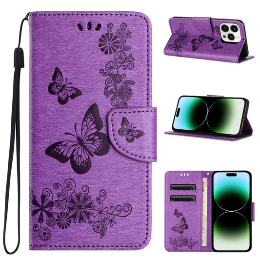 Butterfly Embossed Flip Leather Phone Case, For iPhone 15 Pro, For iPhone 15 Plus, For iPhone 15