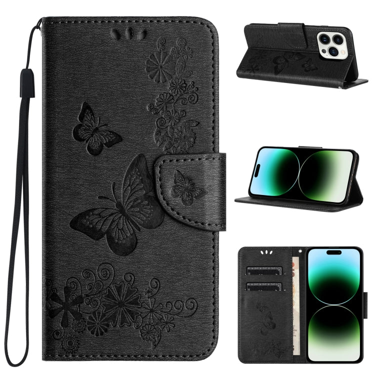 Butterfly Embossed Flip Leather Phone Case, For iPhone 15 Pro Max, For iPhone 15 Pro, For iPhone 15 Plus, For iPhone 15