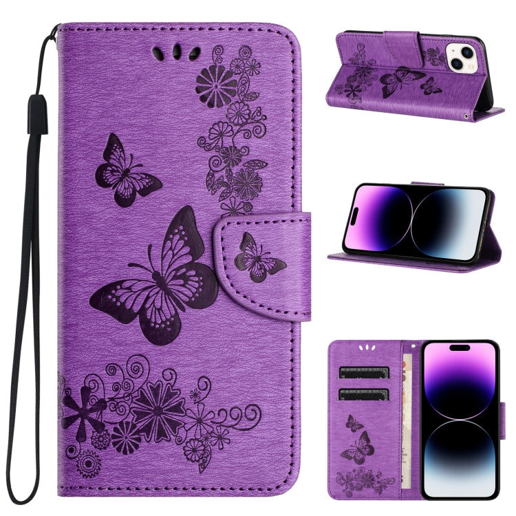 Butterfly Embossed Flip Leather Phone Case, For iPhone 15 Pro Max, For iPhone 15 Pro, For iPhone 15 Plus, For iPhone 15