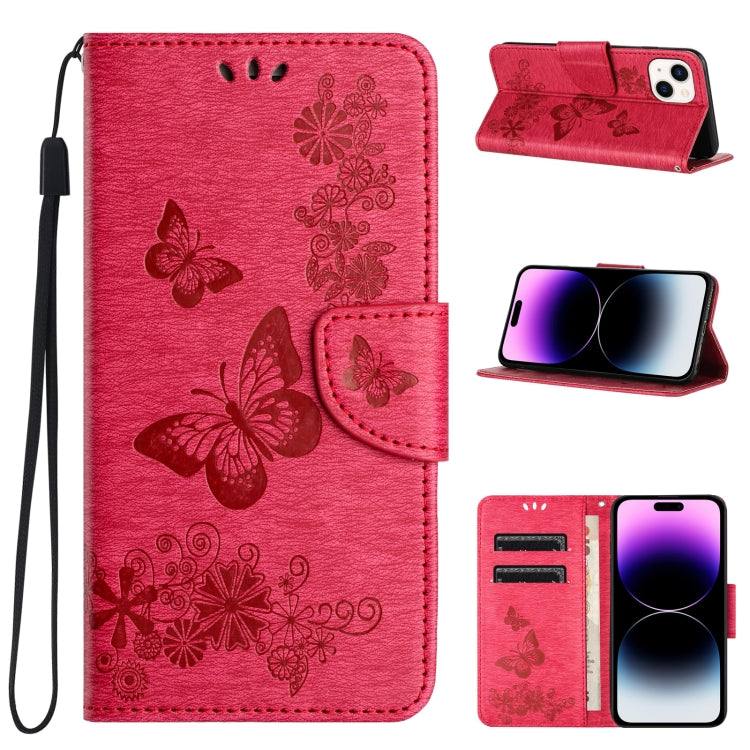 Butterfly Embossed Flip Leather Phone Case, For iPhone 15 Pro Max, For iPhone 15 Pro, For iPhone 15 Plus, For iPhone 15