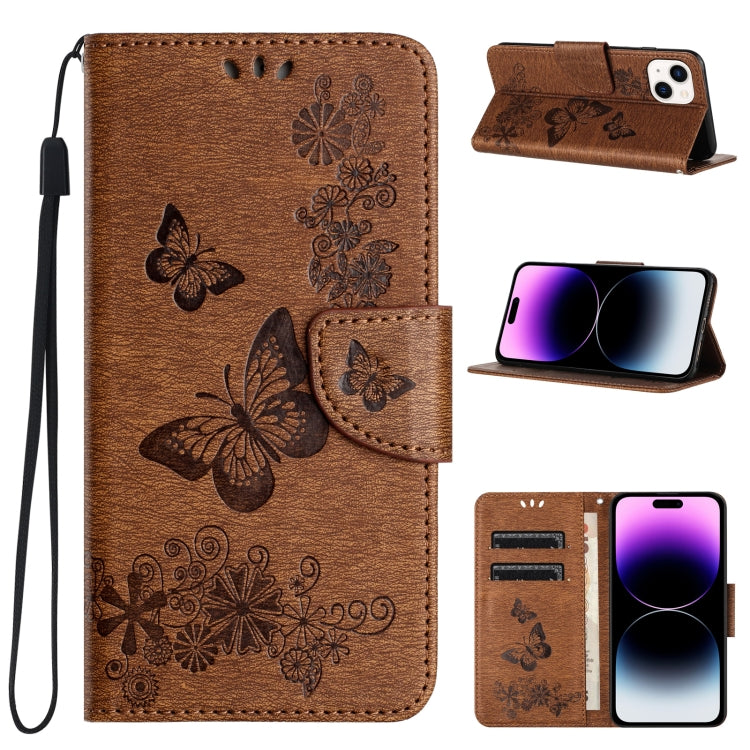 Butterfly Embossed Flip Leather Phone Case, For iPhone 15 Pro Max, For iPhone 15 Pro, For iPhone 15 Plus, For iPhone 15