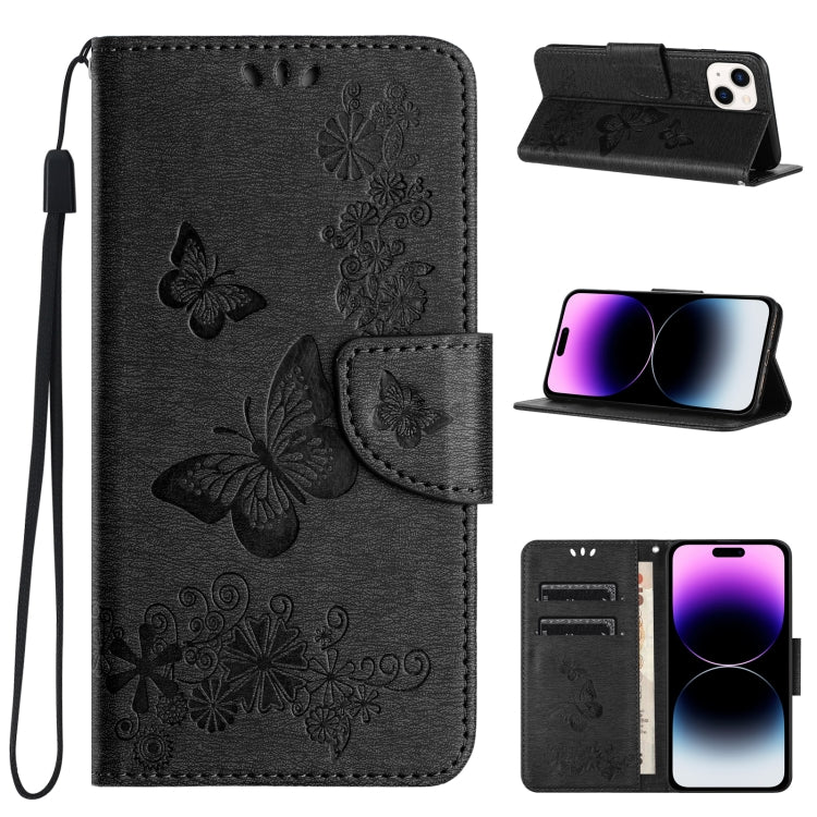 Butterfly Embossed Flip Leather Phone Case, For iPhone 15 Pro Max, For iPhone 15 Pro, For iPhone 15 Plus, For iPhone 15