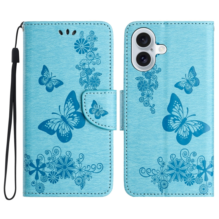 Butterfly Embossed Flip Leather Phone Case, For iPhone 16 Pro Max, For iPhone 16 Pro, For iPhone 16 Plus, For iPhone 16