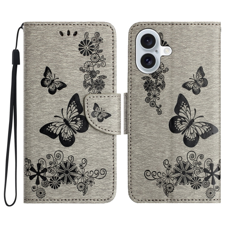 Butterfly Embossed Flip Leather Phone Case, For iPhone 16 Pro Max, For iPhone 16 Pro, For iPhone 16 Plus, For iPhone 16