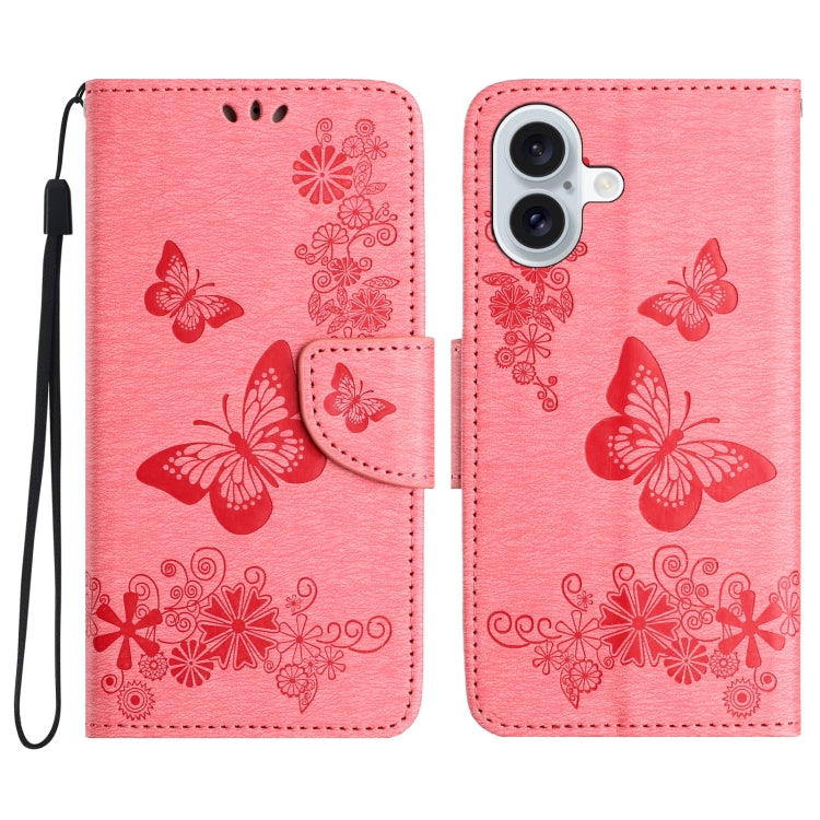 Butterfly Embossed Flip Leather Phone Case, For iPhone 16 Pro Max, For iPhone 16 Pro, For iPhone 16 Plus, For iPhone 16