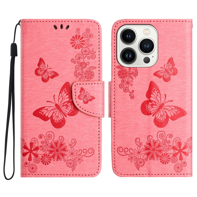 Butterfly Embossed Flip Leather Phone Case, For iPhone 16 Pro Max, For iPhone 16 Pro, For iPhone 16 Plus, For iPhone 16