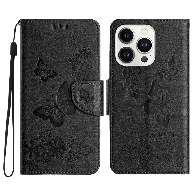 Butterfly Embossed Flip Leather Phone Case, For iPhone 16 Pro Max, For iPhone 16 Pro, For iPhone 16 Plus, For iPhone 16