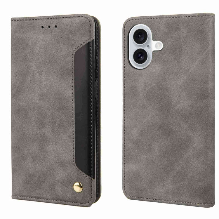 Skin Feel Splicing Leather Phone Case, For iPhone 16 Pro Max, For iPhone 16 Pro, For iPhone 16 Plus, For iPhone 16, For iPhone 15 Pro Max