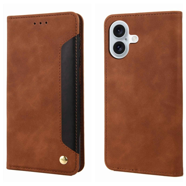 Skin Feel Splicing Leather Phone Case, For iPhone 16 Pro Max, For iPhone 16 Pro, For iPhone 16 Plus, For iPhone 16, For iPhone 15 Pro Max