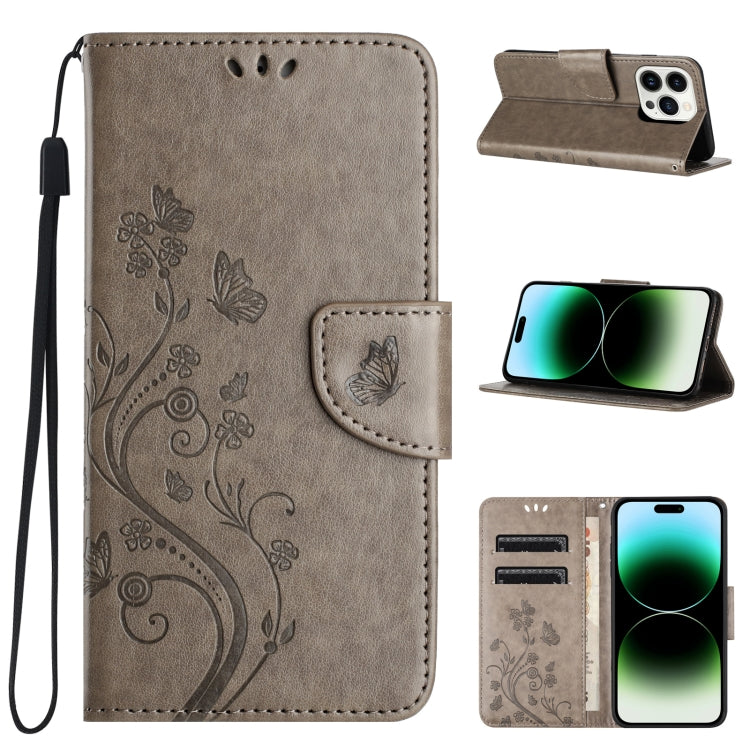 Butterfly Flower Pattern Flip Leather Phone Case, For iPhone 15 Pro Max, For iPhone 15 Pro, For iPhone 15 Plus, For iPhone 15