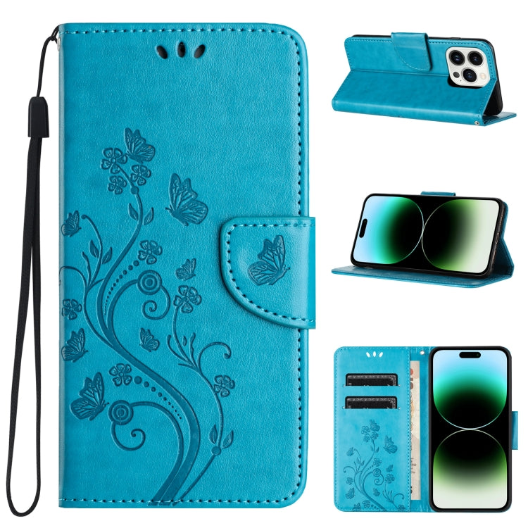 Butterfly Flower Pattern Flip Leather Phone Case, For iPhone 15 Pro Max, For iPhone 15 Pro, For iPhone 15 Plus, For iPhone 15