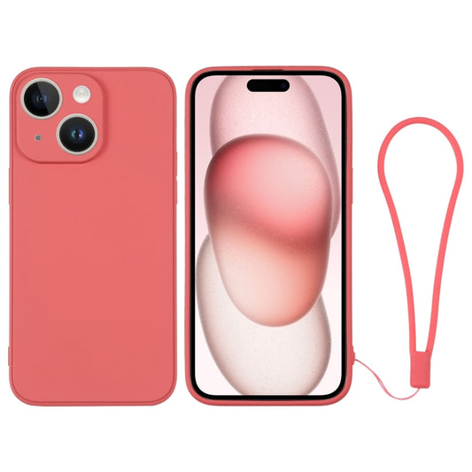 Silicone Phone Case with Wrist Strap, For iPhone 15 Plus